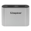 Lector de Tarjetas Kingston Workflow microSD Reader - 2 Tarjetas microSD - USB 3.2 - Negro con Plata - WFS-SDC Lector de Tarjetas Kingston Workflow microSD Reader - 2 Tarjetas microSD - USB 3.2 - Negro con Plata - WFS-SDC