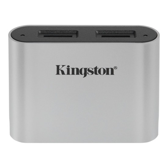 Lector de Tarjetas Kingston Workflow microSD Reader - 2 Tarjetas microSD - USB 3.2 - Negro con Plata - WFS-SDC