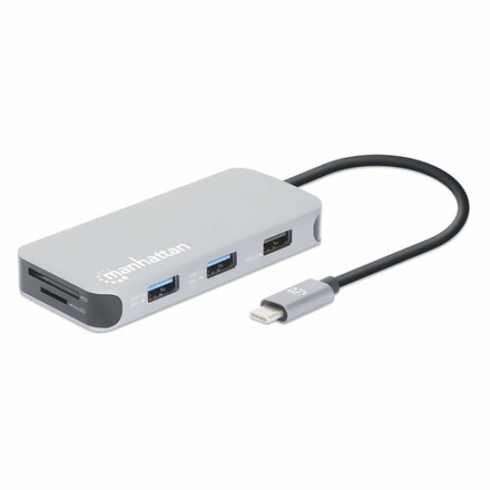 Docking Station Manhattan 130615 - USB-C a HDMI / 3 x USB 3.0 / USB-C / Lector SD/ MicroSD / Ethernet - 130615