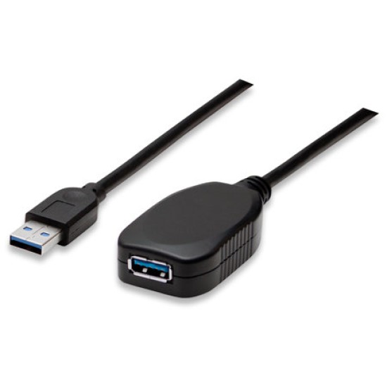 Cable Extensión USB Manhattan 150712 - USB A a USB A - 5m - Alta Velocidad 3.0 con Repetidor - 150712