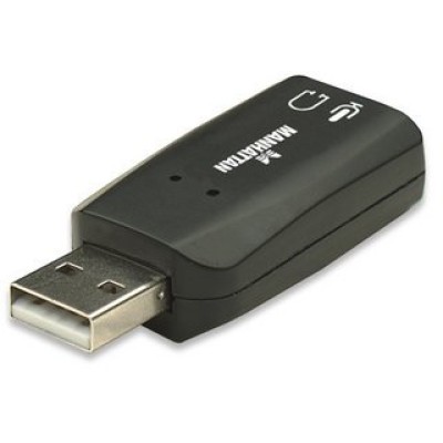 Adaptador de Audio Manhattan - USB 2.0 a Tarjeta de Sonido 5.1 - Negro - 150859