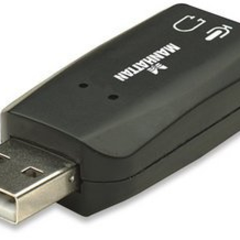 Adaptador de Audio Manhattan - USB 2.0 a Tarjeta de Sonido 5.1 - Negro - 150859