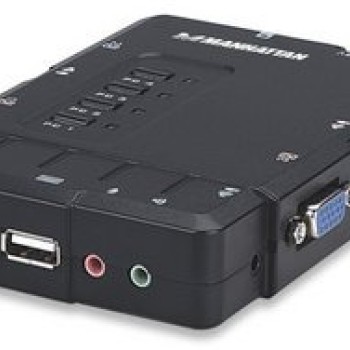 Switch KVM Manhattan 4 Puertos VGA USB 3.5mm Audio Modelo 151269