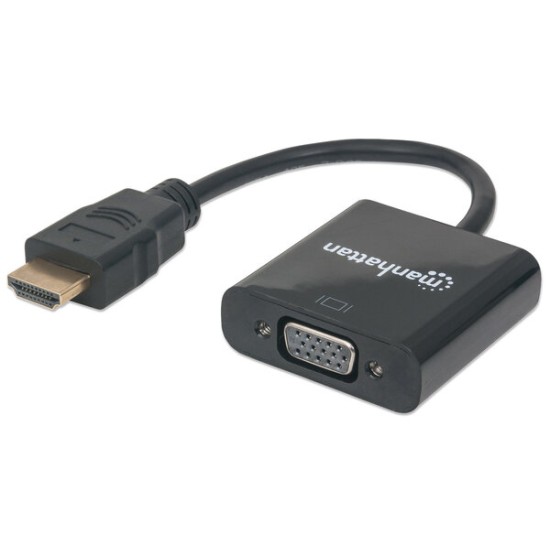 Convertidor Manhattan HDMI a VGA - 22cm - Macho/ Hembra - Negro - 151467