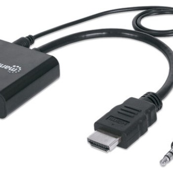 Convertidor HDMI a VGA Manhattan con Audio - Negro - Modelo 151559 Convertidor HDMI a VGA Manhattan con Audio - Negro - Modelo 151559
