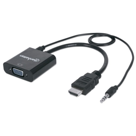 Convertidor Manhattan HDMI a VGA - Audio - Negro - 151559