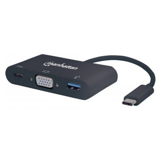 Convertidor USB-C a VGA Manhattan - USB 3.0 - USB-C - Carga - 152044