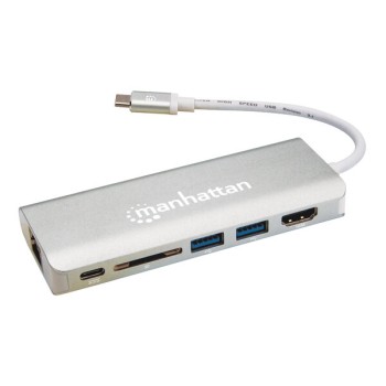Docking Station Portátil Manhattan 152075 - USB-C a - HDMI - USB 3.0 - USB-C - RJ-45 - SD - Gris - 152075