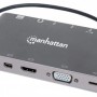 Docking Station Manhattan 152808 - 7-1 USB-C a HDMI - VGA - RJ45 - Mini DP - 3 USB - 3.5mm - Lector SD - 152808