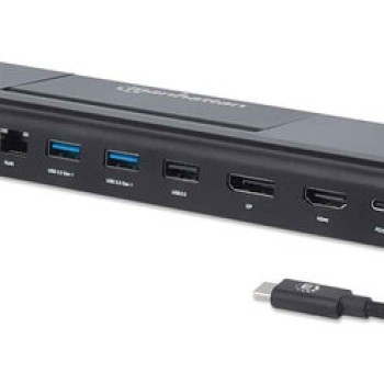 Docking Station Manhattan USB 3.2 HDMI 4K Ethernet Puerto C Modelo 153478 Negro