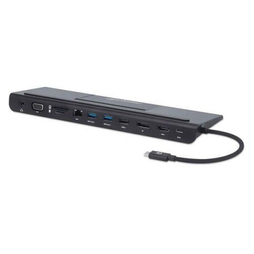 Docking Station Manhattan USB 3.2 HDMI 4K Ethernet Puerto C Modelo 153478 Negro
