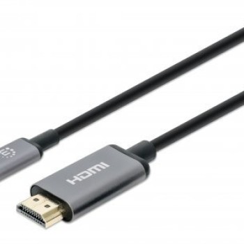Cable Manhattan USB-C a HDMI 2m 4K Ultra HD Negro Plata Modelo 153607