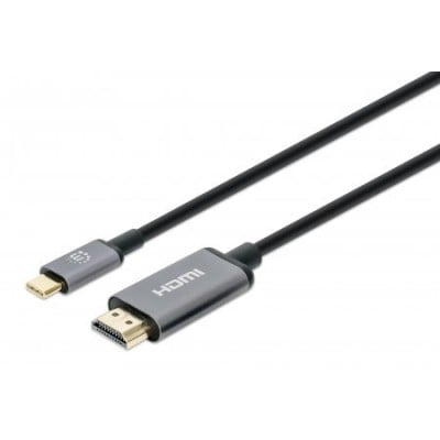 Cable Manhattan 153607 - USB-C a HDMI - 2m - Negro con Plata - 153607 Cable Manhattan 153607 - USB-C a HDMI - 2m - Negro con Plata - 153607