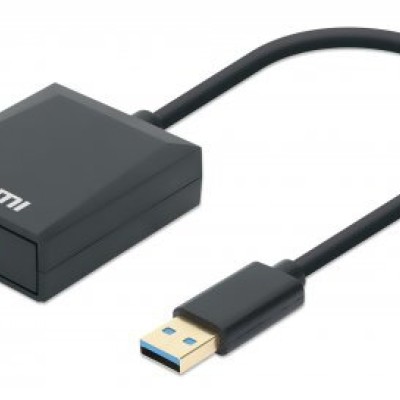 Adaptador de Video Manhattan 153690 - USB-A a HDMI - Macho a Hembra - Negro - 153690