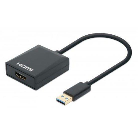 Adaptador de Video Manhattan 153690 - USB-A a HDMI - Macho a Hembra - Negro - 153690