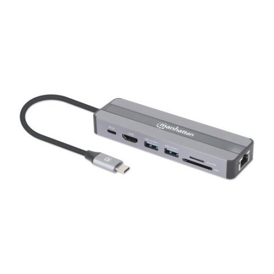 Docking Station Manhattan 153928 - HDMI - USB - USB-C - RJ-45 - SD Slot - 153928