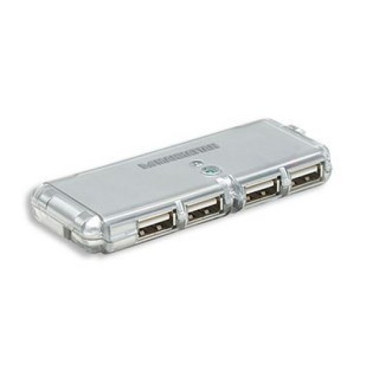 Hub Manhattan 160599 - USB 2.0 - 4 Puertos - Gris - 160599