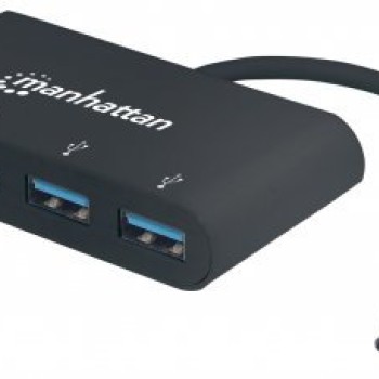 Hub USB Manhattan 4 Puertos USB 3.0 Tipo C Modelo 162746 Negro