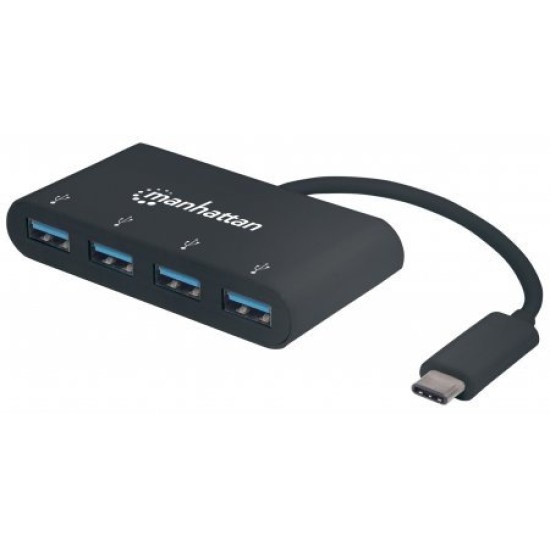 Hub Manhattan 162746 - USB-C - 4 Puertos - USB 3.0 - Negro - 162746