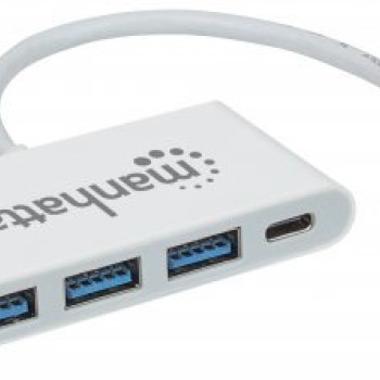 Hub USB Manhattan 4 Puertos USB-C y USB-A 3.2 Gen 1 Blanco Modelo 163552 Hub USB Manhattan 4 Puertos USB-C y USB-A 3.2 Gen 1 Blanco Modelo 163552