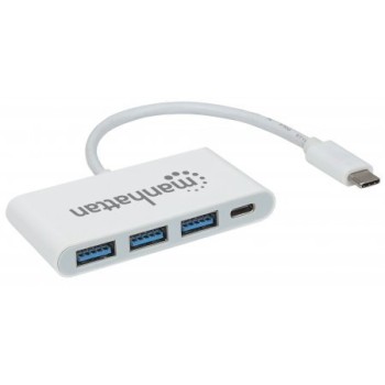 Hub Manhattan 163552 - USB-C - 3x USB-A - Blanco - 163552