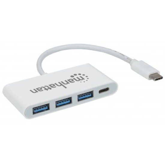 Hub Manhattan 163552 - USB-C - 3x USB-A - Blanco - 163552