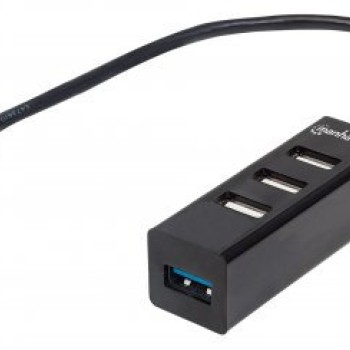 Hub USB Manhattan 4 Puertos USB 3.2 Gen 1 y USB 2.0 Negro Modelo 163828