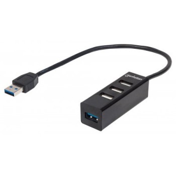 Hub USB Manhattan 163828 - 4 Puertos - Negro  - 163828
