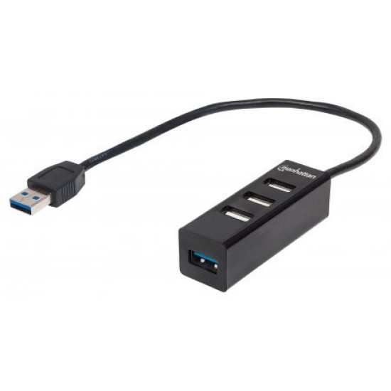 Hub USB Manhattan 163828 - 4 Puertos - Negro  - 163828