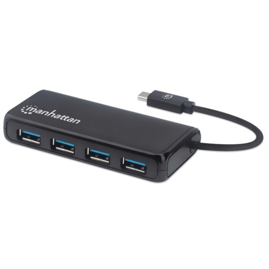 Hub USB Manhattan 164924 - 4 Puertos - USB 3.2 - Conector USB-C - 164924