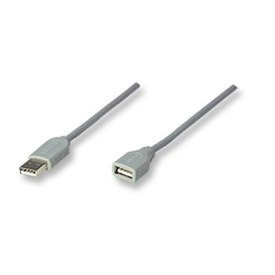 Cable de Extensión Manhattan USB - 1.8m - Gris - 165211