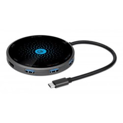 Docking Station Manhattan USB-C con HDMI 4K, Carga Inalámbrica y Lector de Tarjetas - Modelo 166560
