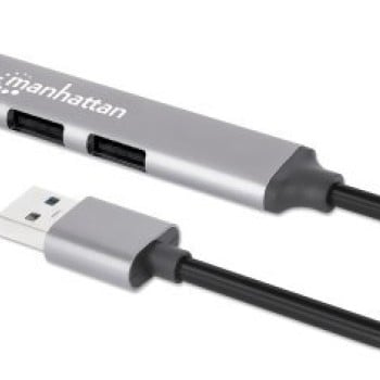 Hub USB Manhattan 168427 - USB-A a 4xUSB-A - Gris - 168427
