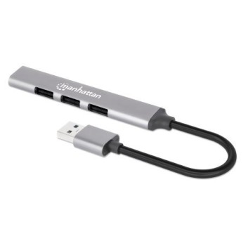 Hub USB Manhattan 168427 - USB-A a 4xUSB-A - Gris - 168427