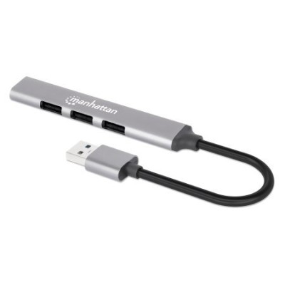 Hub USB Manhattan 168427 - USB-A a 4xUSB-A - Gris - 168427