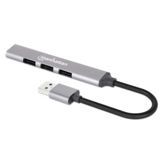 Hub USB Manhattan 168427 - USB-A a 4xUSB-A - Gris - 168427