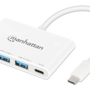 Hub USB Manhattan 4 Puertos USB-C y USB 3.2 Gen 1 Blanco Modelo 168434