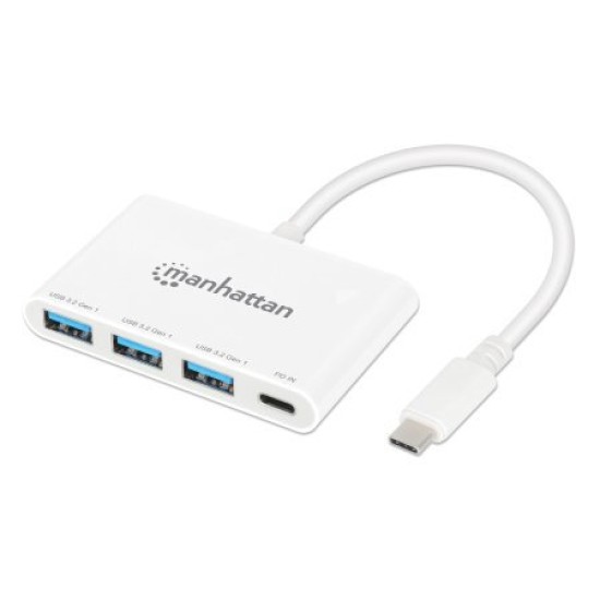 HUB USB Manhattan 168434 - 3x USB - USB-C - Blanco - 168434