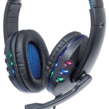Diadema Gamer Manhattan Alámbrica con Micrófono Boom - Negro/Azul - Modelo 176088