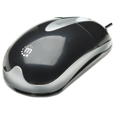 Mouse Óptico Manhattan MH3 - Alámbrico - USB - Negro y Plata - 177016 Mouse Óptico Manhattan MH3 - Alámbrico - USB - Negro y Plata - 177016