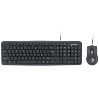 Kit de Teclado y Mouse Manhattan 178464 - Alámbrico - USB - Negro  - 178464