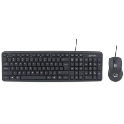 Kit de Teclado y Mouse Manhattan 178464 - Alámbrico - USB - Negro  - 178464