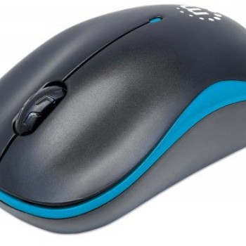 Mouse Inalámbrico Manhattan USB 2.4 GHz 1000 DPI Negro/Azul Modelo 179416