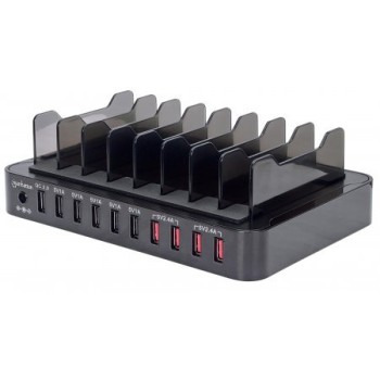 Estación de Carga Manhattan 180009 - 10 Puertos - USB 2.0 - Negro - 180009