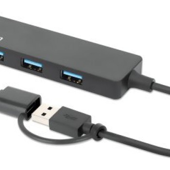 Hub USB Manhattan 4 Puertos USB 3.2 Gen 1 con Cable USB-A/C Modelo 180863