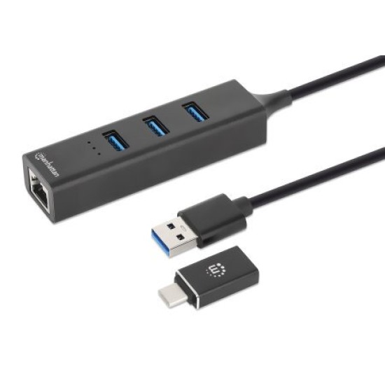 Hub USB Manhattan 180894 - USB-A/C a 3x USB-A / Ethernet - 180894