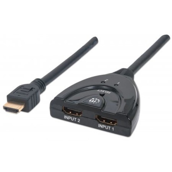 Switch de Video Manhattan 207416 - 2 Puertos HDMI - con Interruptor - 207416