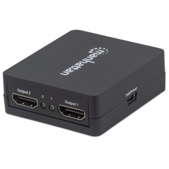 Divisor de Vídeo Manhattan - HDMI - 1080p - 2 Puertos - Duplicador - Alimenta VIA USB - 207652