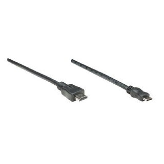 Cable HDMI de Alta Velocidad Manhattan - Mini HDMI Macho a HDMI Macho - 1.8mts - Negro - BULK - 304955