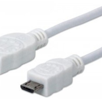 Cable USB Manhattan USB A a Micro-USB B 1.0m Blanco Modelo 323987
